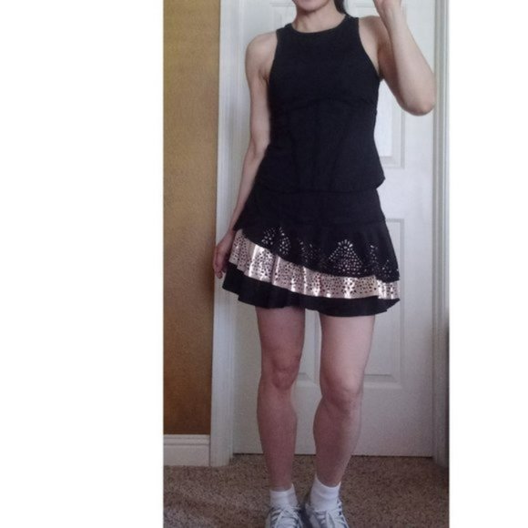 Lucky in Love | Skirts | Nwt Lucky In Love Laser Cut Black Gold Tennis ...